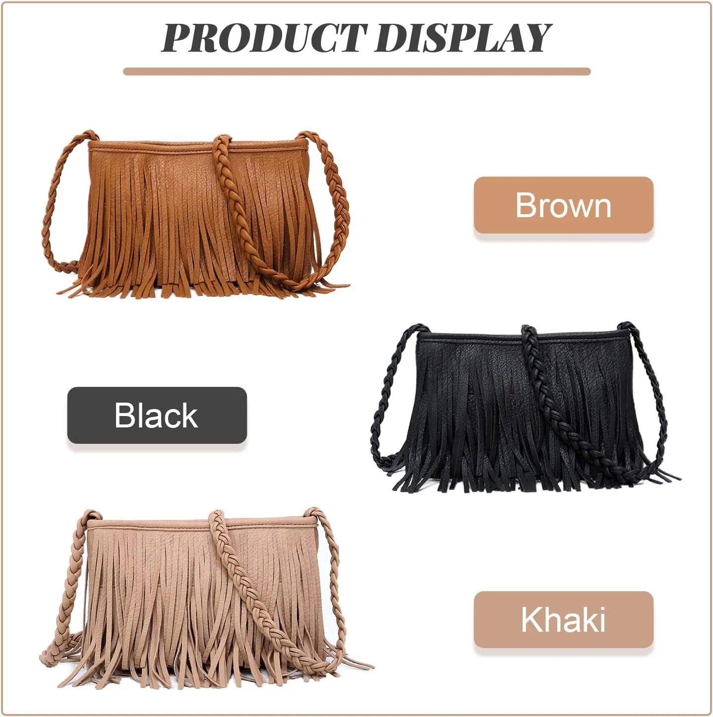 Emprier Women Hobo Fringe Crossbody Purse Vintage Small Tassel Shoulder Handbags Envelope Tassel Purses