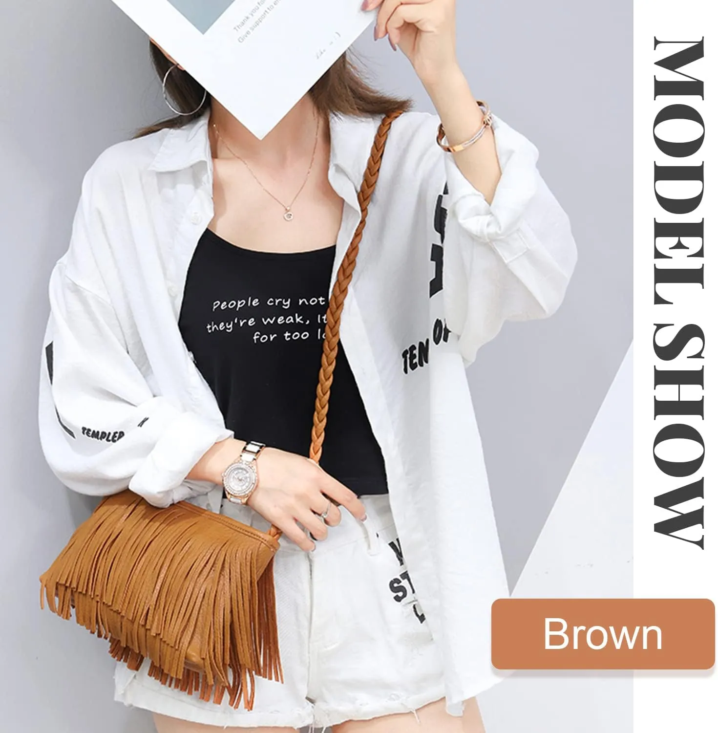 Emprier Women Hobo Fringe Crossbody Purse Vintage Small Tassel Shoulder Handbags Envelope Tassel Purses