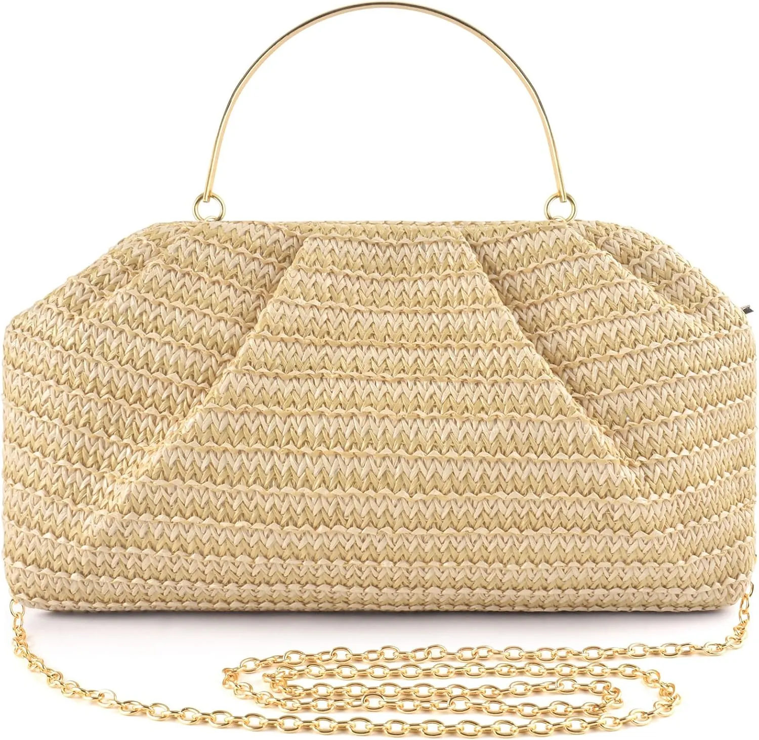 ERKOON Straw Clutch Purse Women, 2025 Summer Beach Crossbody Shoulder Handbag Boho Woven Envelope Cloud Dumpling Pouch Bag