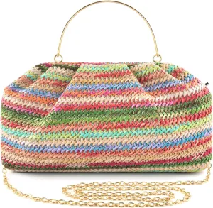 ERKOON Straw Clutch Purse Women, 2025 Summer Beach Crossbody Shoulder Handbag Boho Woven Envelope Cloud Dumpling Pouch Bag