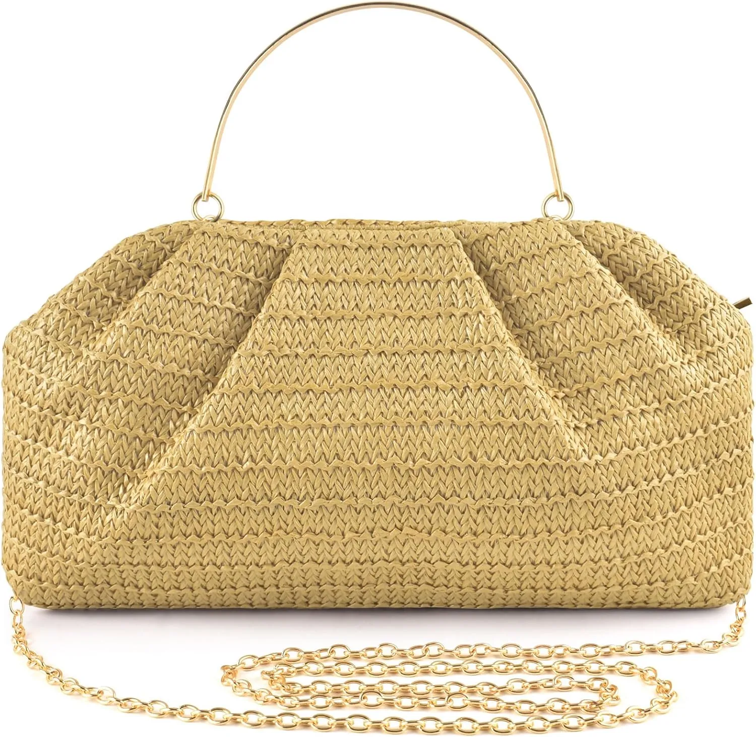 ERKOON Straw Clutch Purse Women, 2025 Summer Beach Crossbody Shoulder Handbag Boho Woven Envelope Cloud Dumpling Pouch Bag