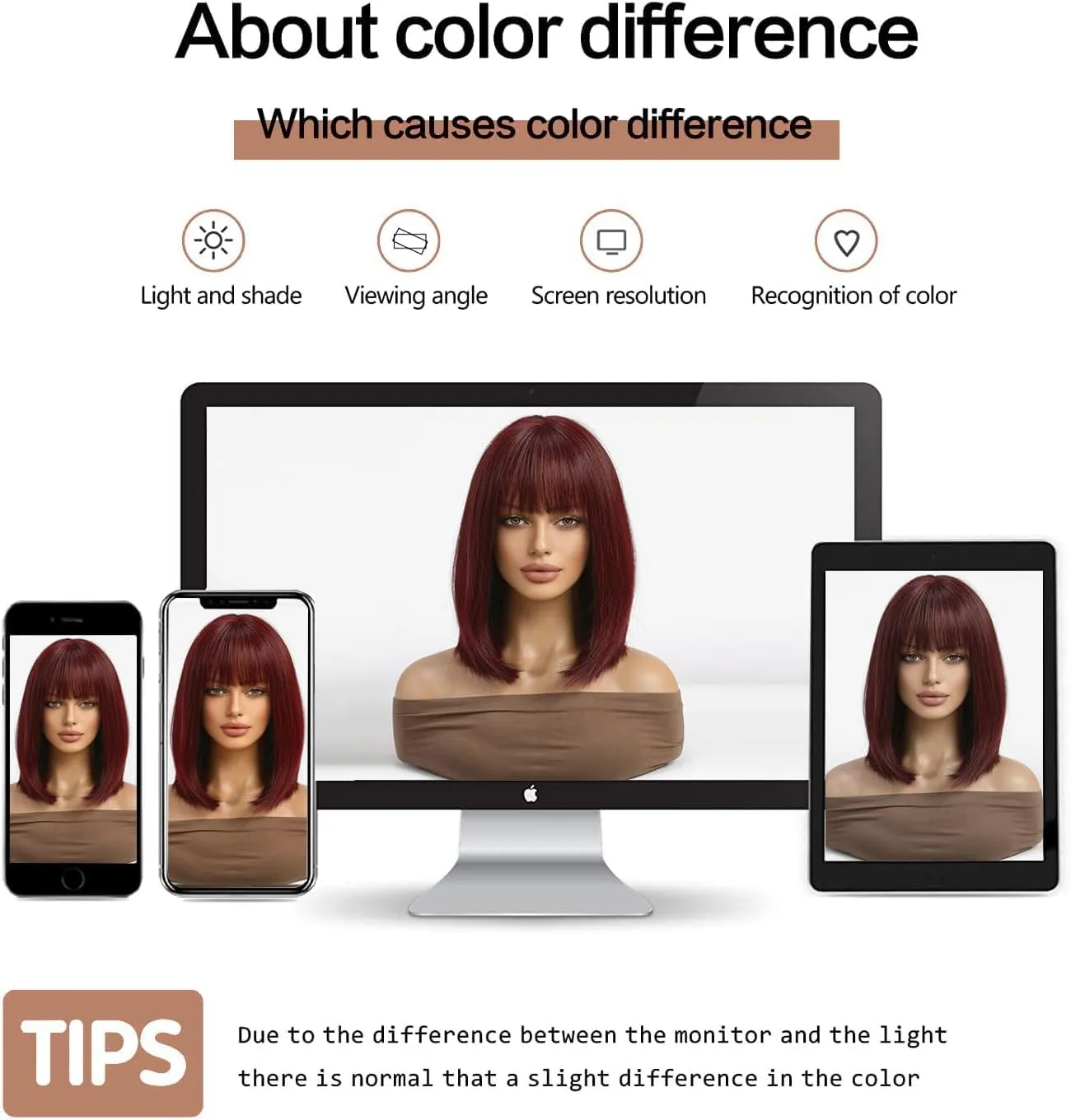 Esmee Short Straight Burgundy Bob Wigs With Fringe Shoulder Length Wig Synthetic Cosplay Wigs for Women Use 12 Inch（Red