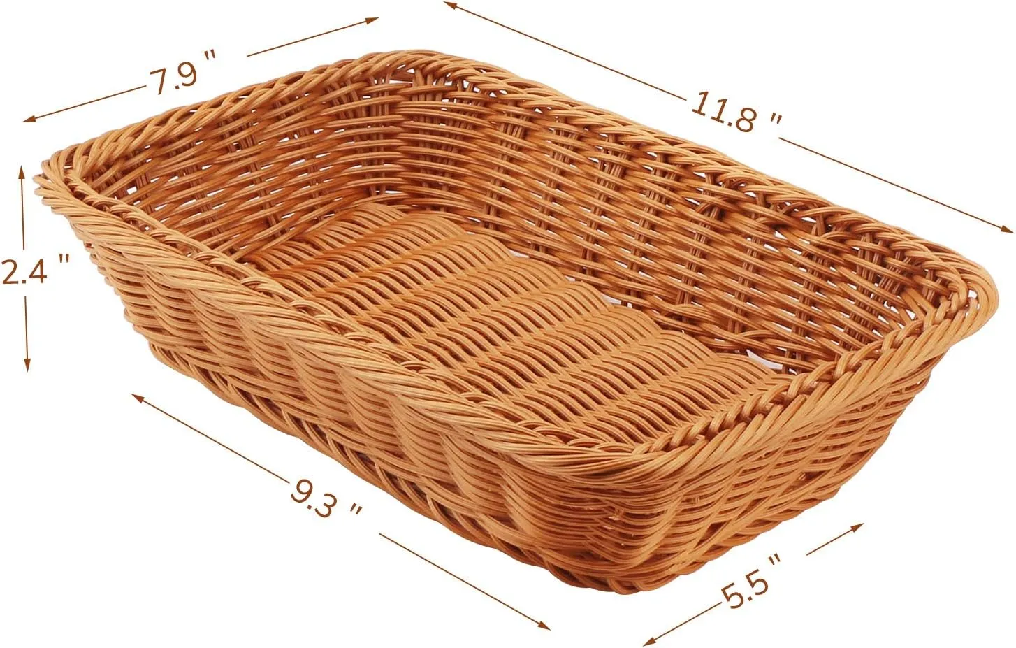 EUSOAR Wicker Bread Basket, 11.8"x 7.9"x 2.4" 3pcs Tabletop Food Serving Baskets Trays, Bread Proofing Basket, Food Fruit Vegetables Sundries Storage Basket for Restaurant Bakery Family Party
