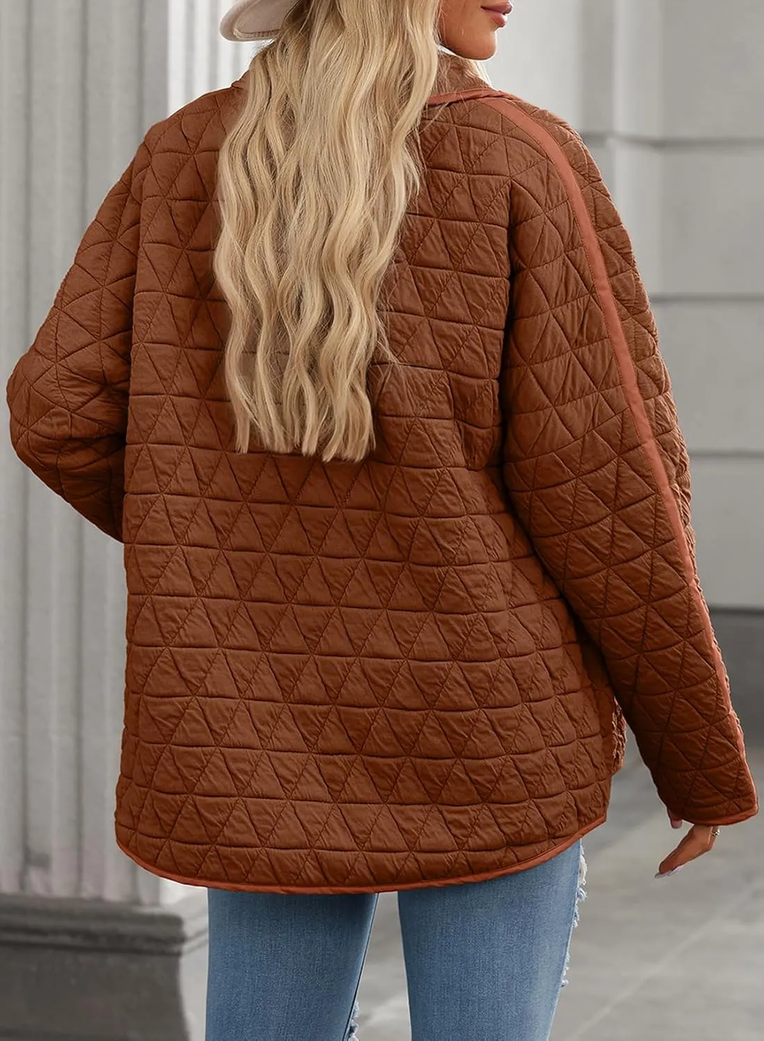 EVALESS Women's Lightweight Diamond Quilted Jacket Casual Winter Open Front Button Down Puffer Coat Outwear Cardigan