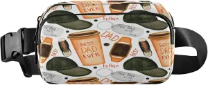 Exnundod Fanny Packs for Women & Men Father's Day Watercolor, Waist Pack Coffee Cup Crossbody Bags Belt Adjustable Strap for Running Hiking Workout