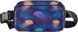 Exnundod Fanny Packs for Women & Men Jellyfish Underwater World, Waist Pack Crossbody Bags Belt Adjustable Strap for Running Hiking Workout