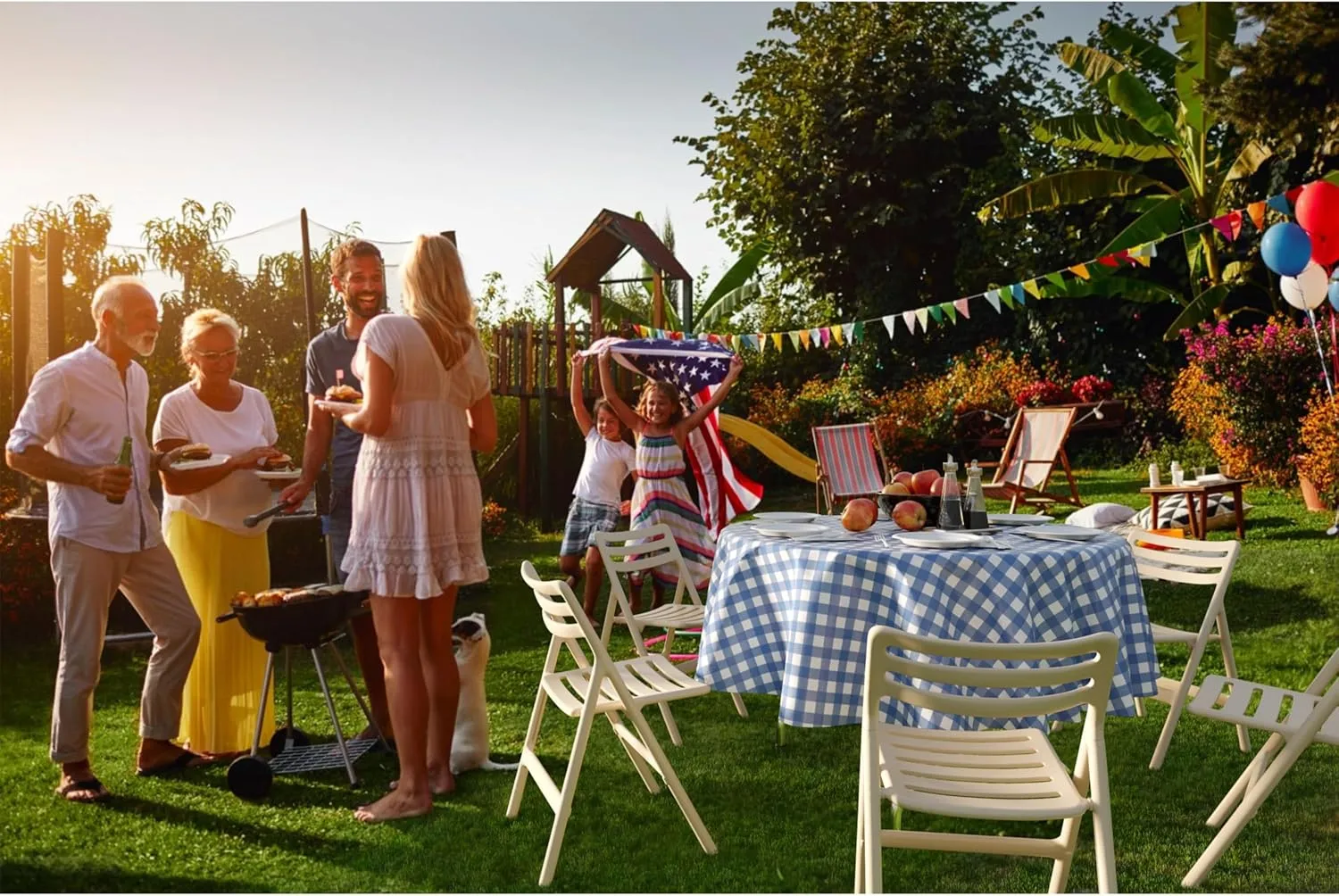 Exquisite Picnic Table Cover - 12 Pack Premium Round Plastic Tablecloth - Dark Blue & White Checkered BBQ Table Cover - Gingham Checkerboard Disposable Tablecloth 84 inch. Round