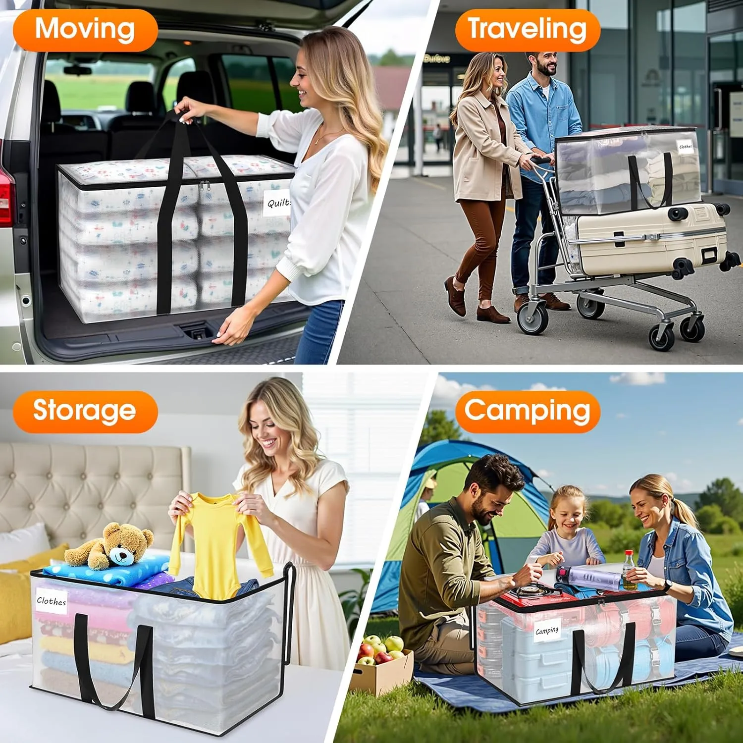 Fab totes Moving Bags Extra Heavy Duty Oversized Storage Bags with Reinforced Handle and Double Zippers,Moving Supplies Totes for Storage Packing Dorm Room Essentials Alternative to Moving Boxes