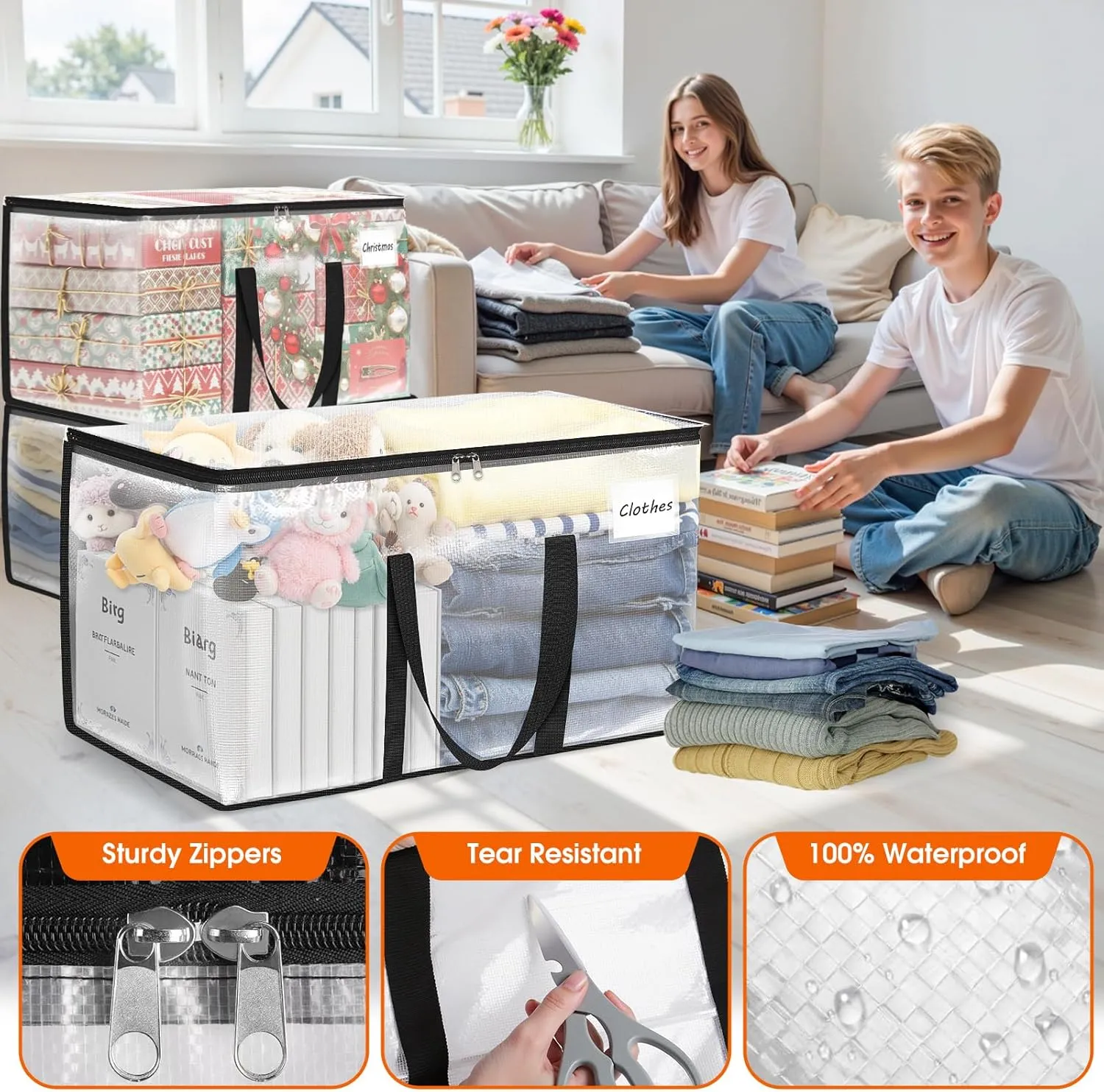 Fab totes Moving Bags Extra Heavy Duty Oversized Storage Bags with Reinforced Handle and Double Zippers,Moving Supplies Totes for Storage Packing Dorm Room Essentials Alternative to Moving Boxes