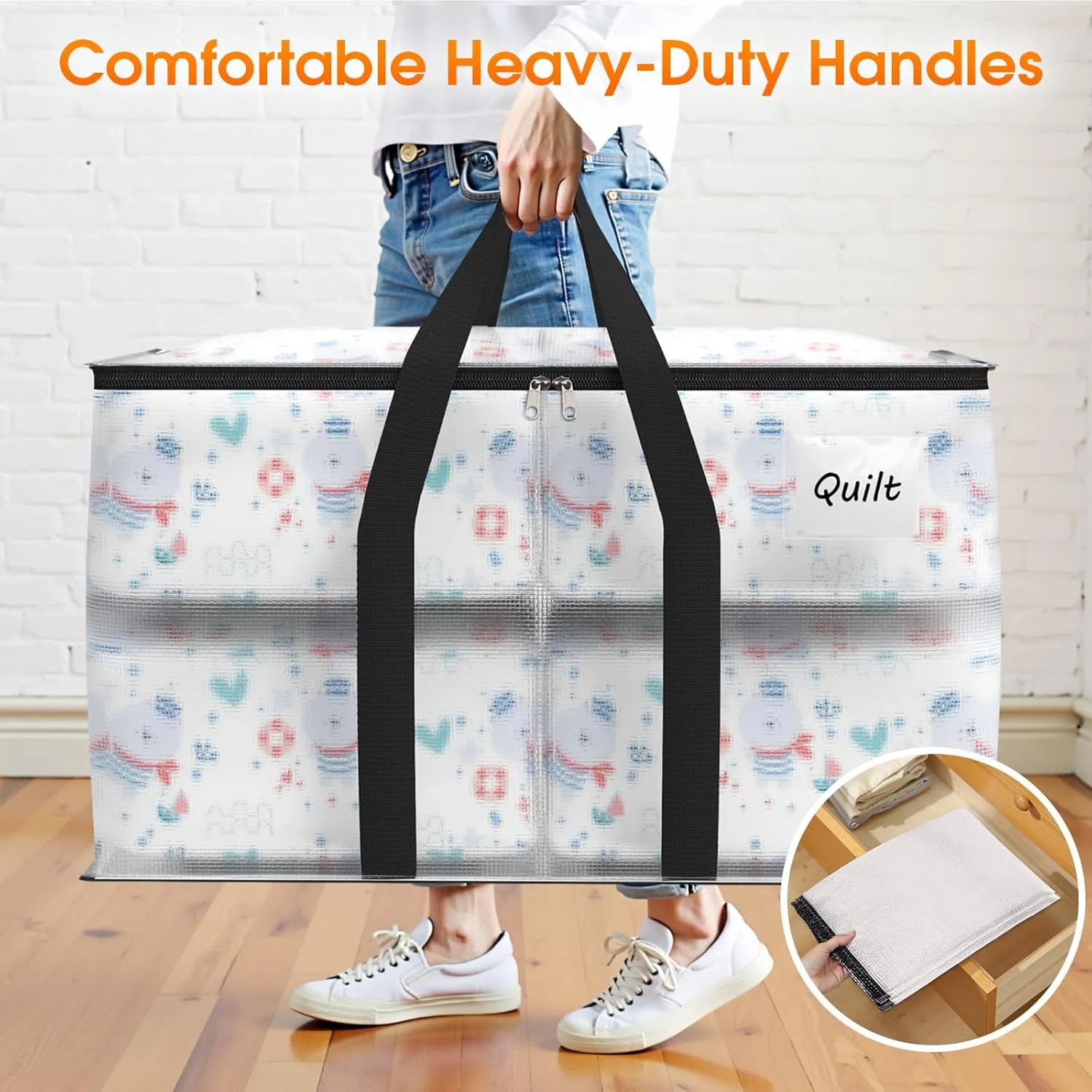 Fab totes Moving Bags Extra Heavy Duty Oversized Storage Bags with Reinforced Handle and Double Zippers,Moving Supplies Totes for Storage Packing Dorm Room Essentials Alternative to Moving Boxes