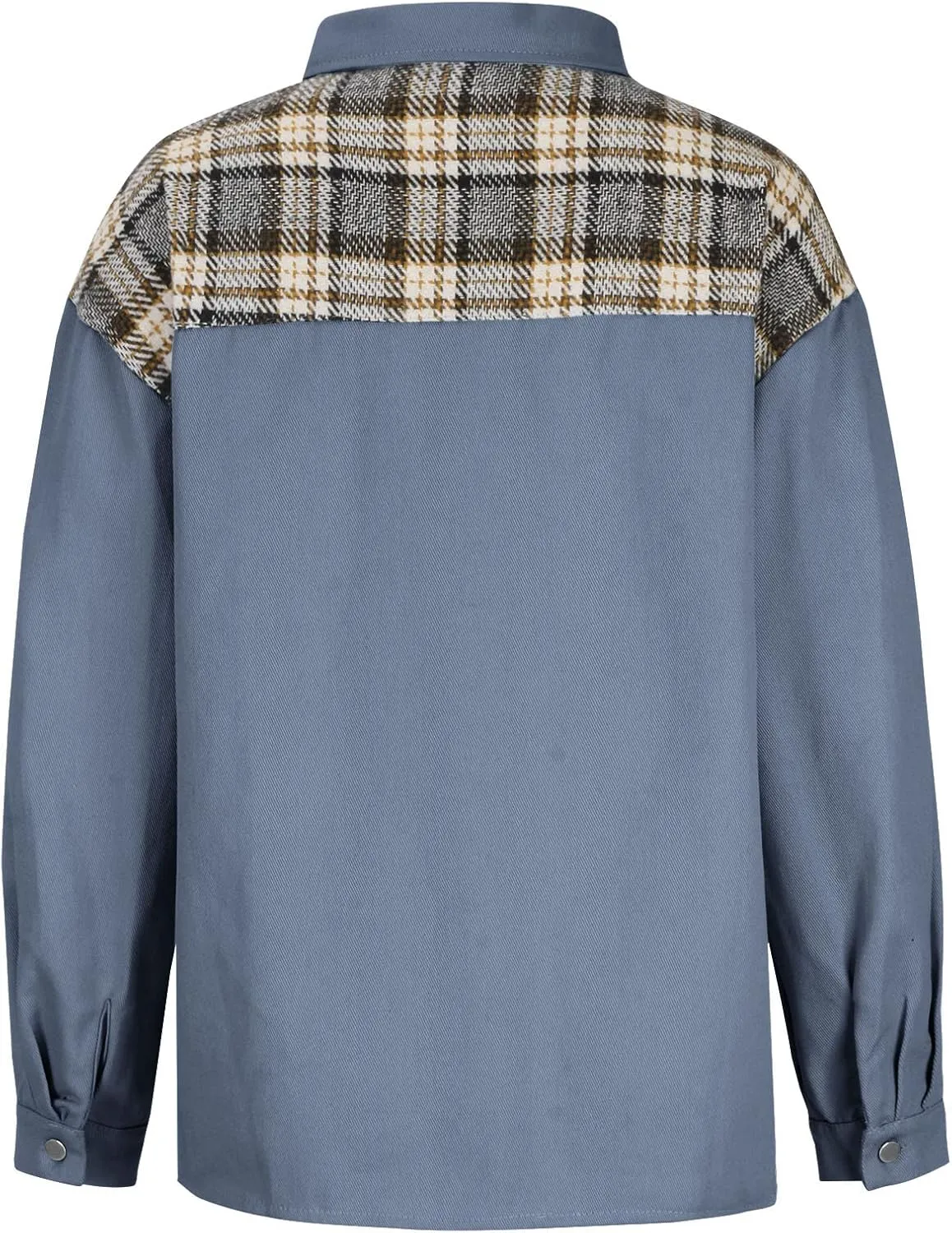 Fall Fashion Denim Jacket For Women 2023 Casual Long Sleeve Plaid Button Down Jean Shirts Shacket Jacket