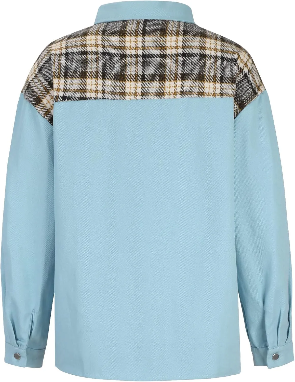 Fall Fashion Denim Jacket For Women 2023 Casual Long Sleeve Plaid Button Down Jean Shirts Shacket Jacket