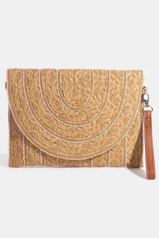 Fame Stitch Detailed Straw Crossbody Bag