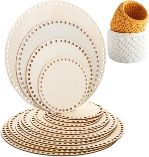Fanfanwin 12 Pcs Wooden Basket Bottom Crochet Basket Base Unfinished Wood Knitting Base for DIY Craft Weaving Making Supplies(6/8/10/12 Inches)
