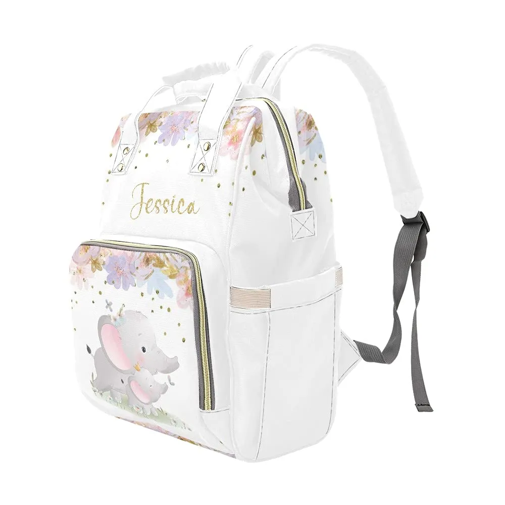 Fantasy Flower Elephant Diaper Bags Backpack Personalized Baby Bag Nursing Nappy Bag Travel Tote Bag Gifts