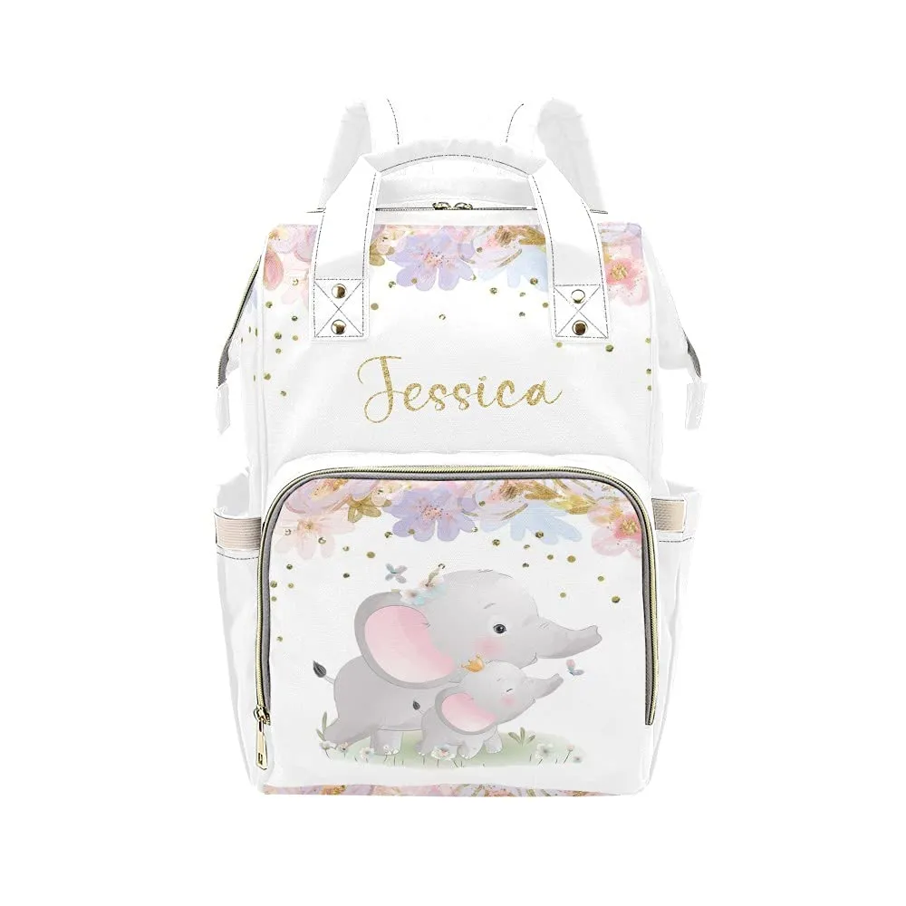 Fantasy Flower Elephant Diaper Bags Backpack Personalized Baby Bag Nursing Nappy Bag Travel Tote Bag Gifts