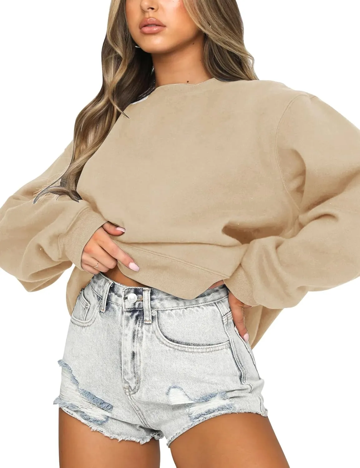 Fanway&EC Women's Long Sleeve Sweatshirt Casual Crewneck Oversized Pullover Hoodies Fall Tops