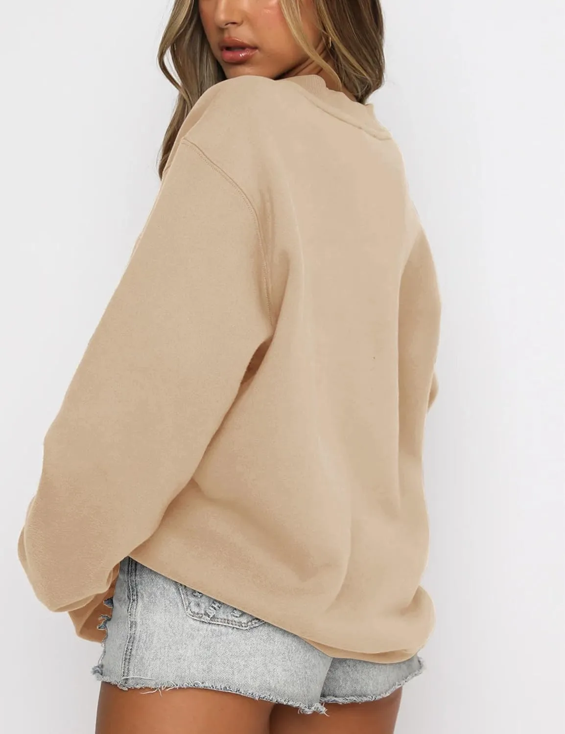 Fanway&EC Women's Long Sleeve Sweatshirt Casual Crewneck Oversized Pullover Hoodies Fall Tops