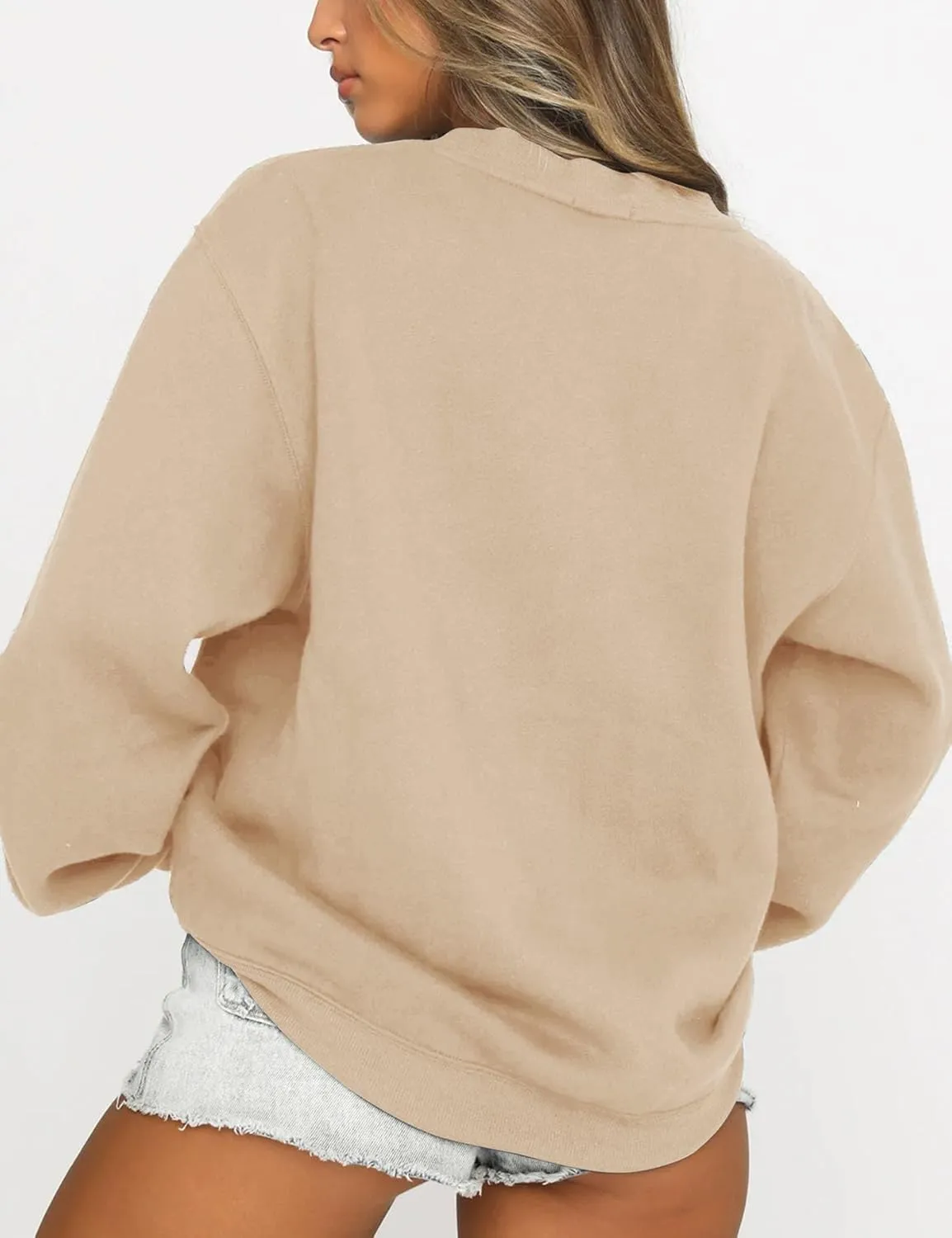 Fanway&EC Women's Long Sleeve Sweatshirt Casual Crewneck Oversized Pullover Hoodies Fall Tops