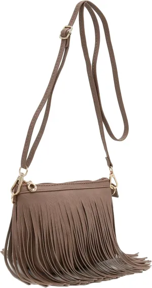 FashionPuzzle Small Fringe Crossbody Bag with Wrist Strap