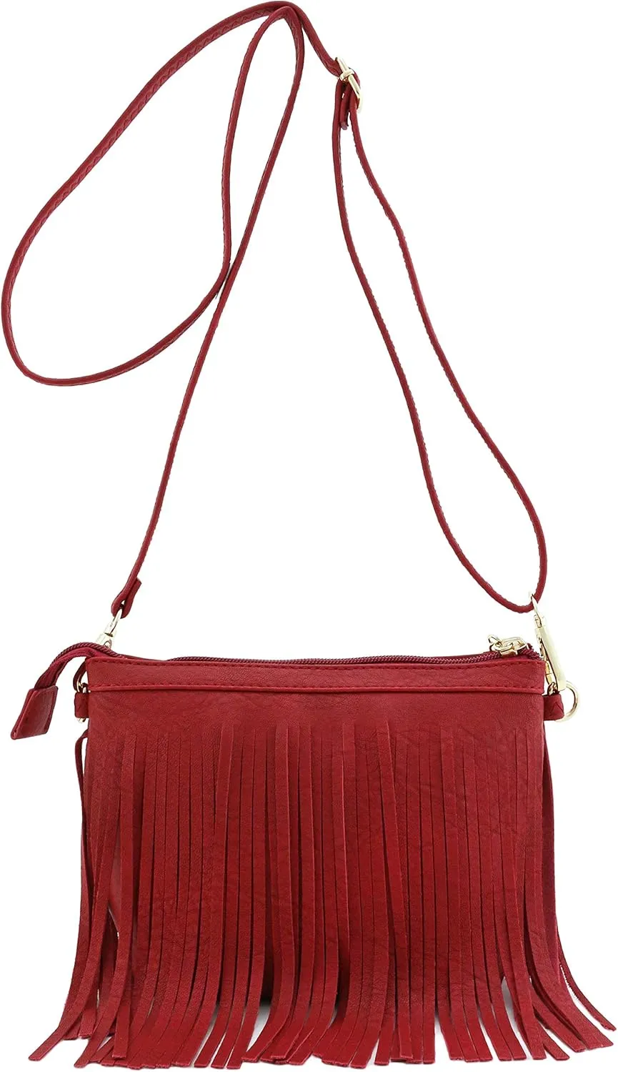 FashionPuzzle Small Fringe Crossbody Bag with Wrist Strap