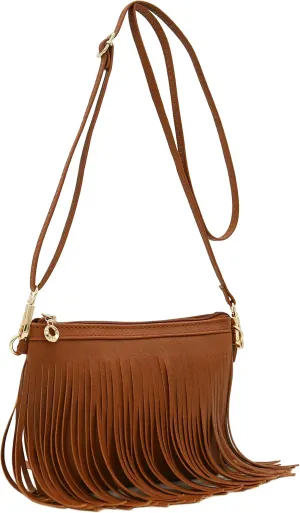 FashionPuzzle Small Fringe Crossbody Bag with Wrist Strap