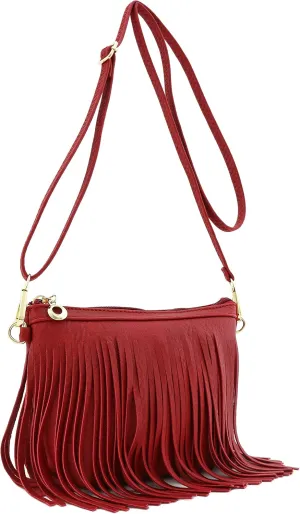 FashionPuzzle Small Fringe Crossbody Bag with Wrist Strap