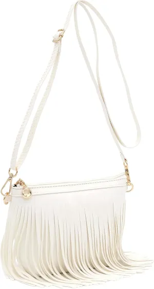 FashionPuzzle Small Fringe Crossbody Bag with Wrist Strap
