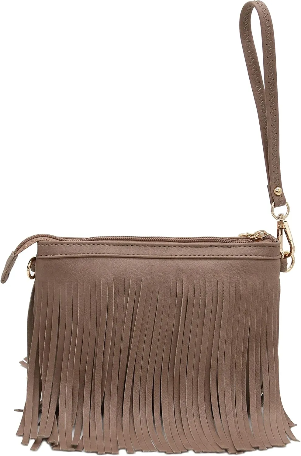 FashionPuzzle Small Fringe Crossbody Bag with Wrist Strap