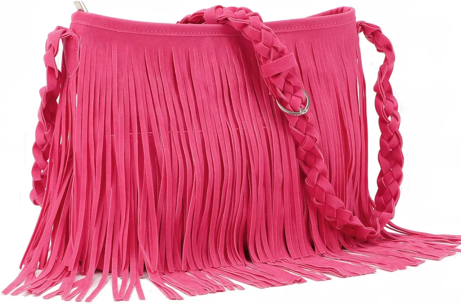 Fecialy Faux Suede Fringe Crossbody Bags for Women Western Hippie Shoulder Bag Messenger Bag Sling Bag