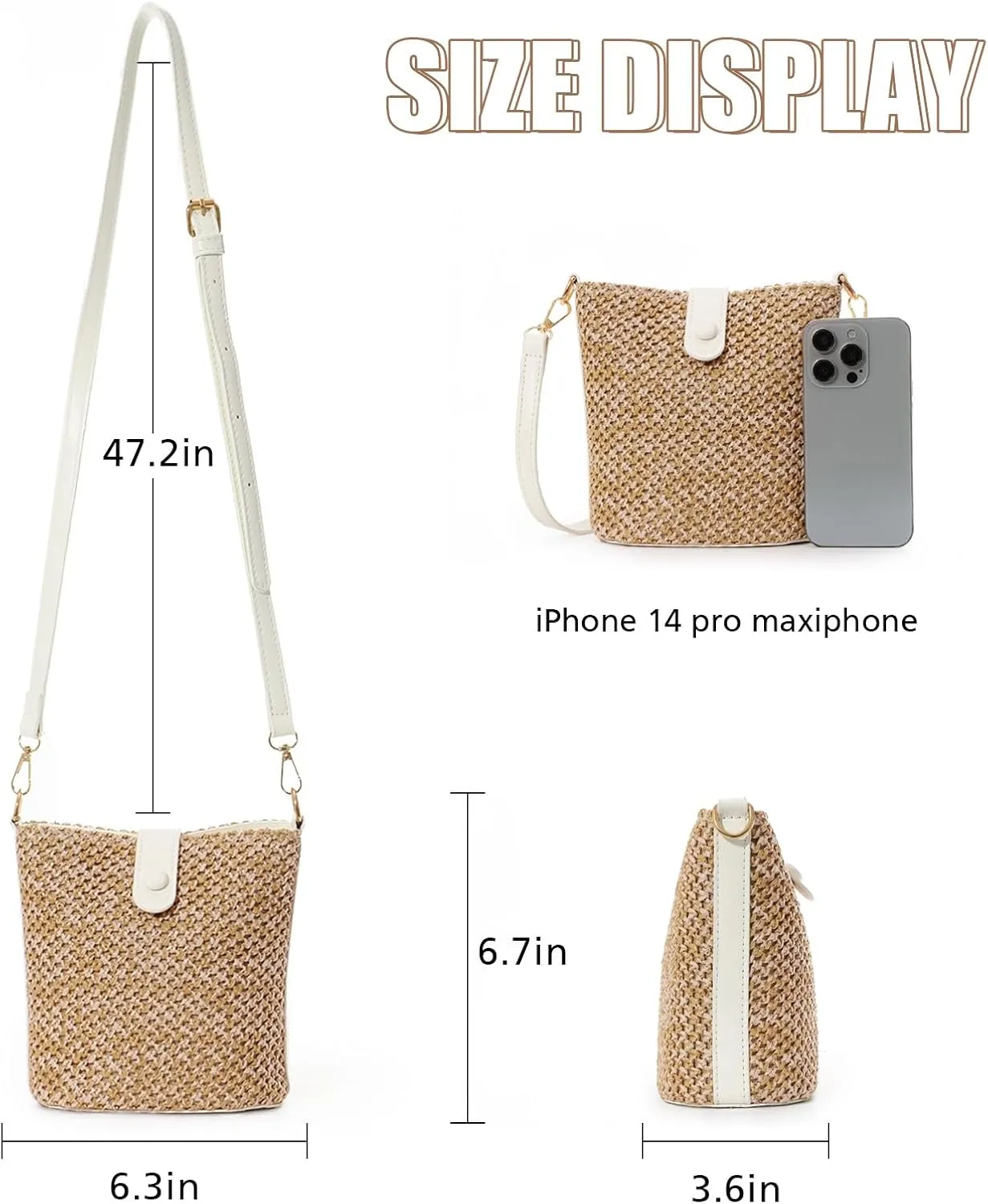 Fecialy Straw Crossbody Bag for Women Handmade Rattan Shoulder Bags Beach Summer Handwoven Straw Clutch Purse