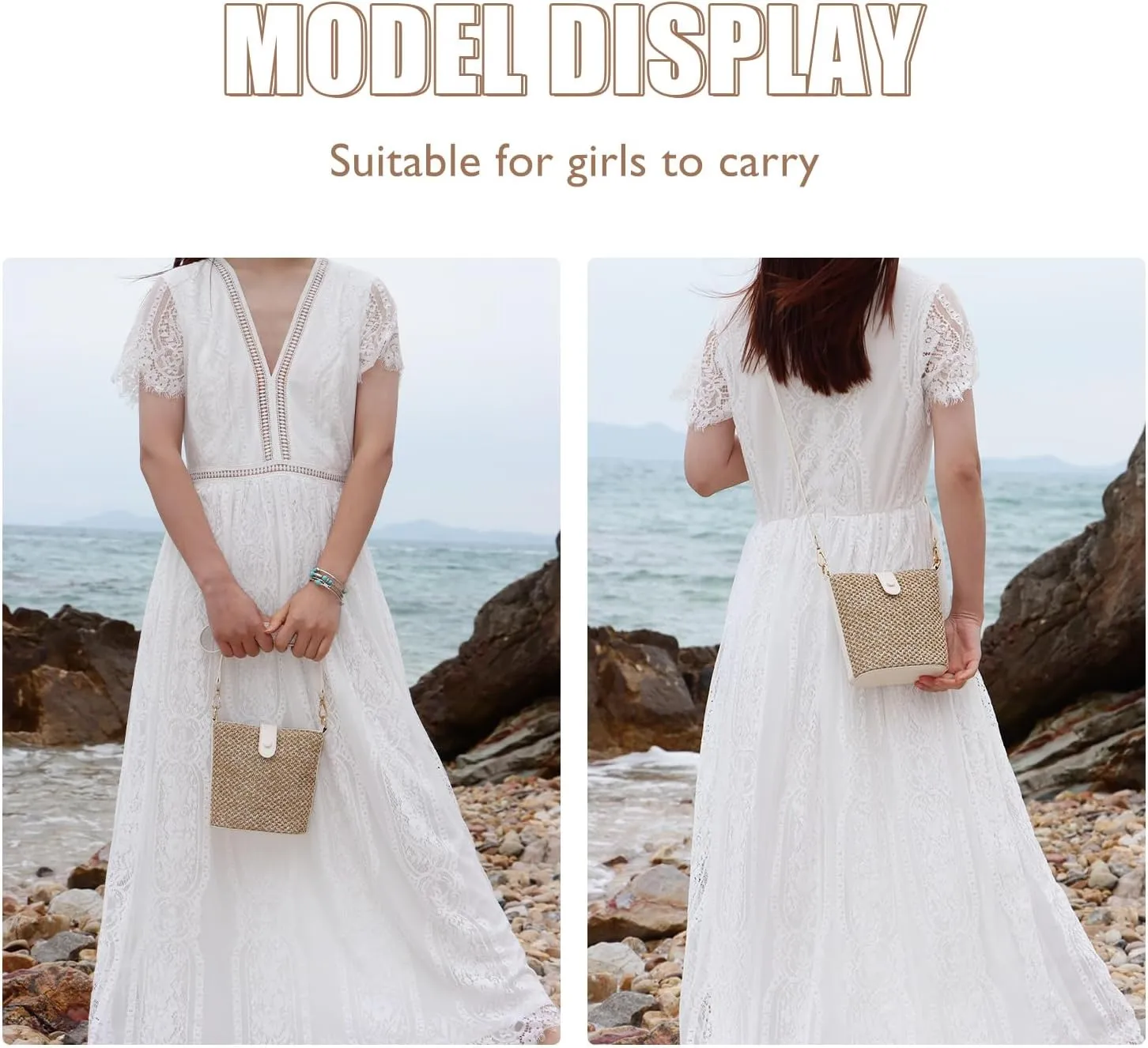 Fecialy Straw Crossbody Bag for Women Handmade Rattan Shoulder Bags Beach Summer Handwoven Straw Clutch Purse
