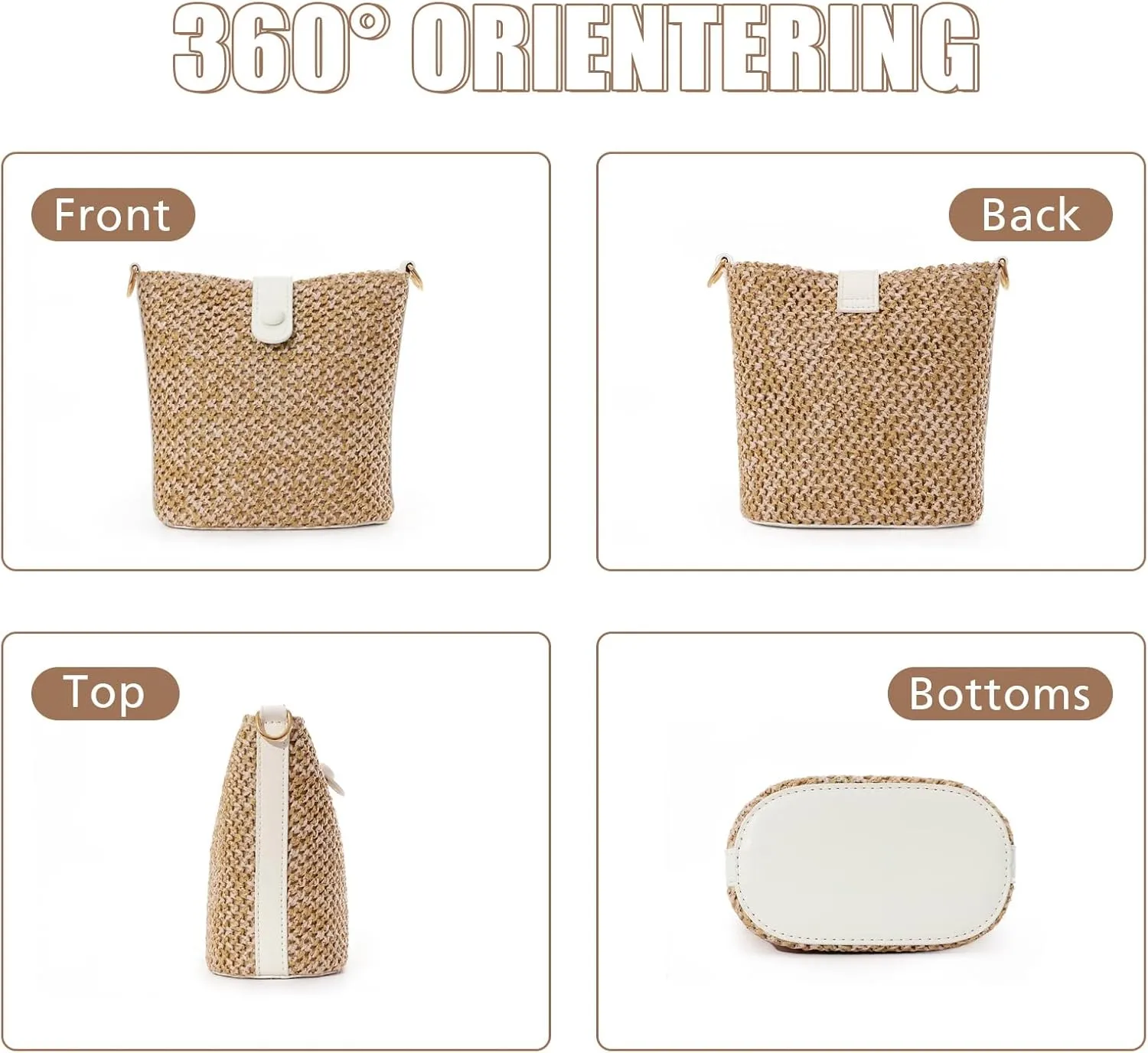 Fecialy Straw Crossbody Bag for Women Handmade Rattan Shoulder Bags Beach Summer Handwoven Straw Clutch Purse
