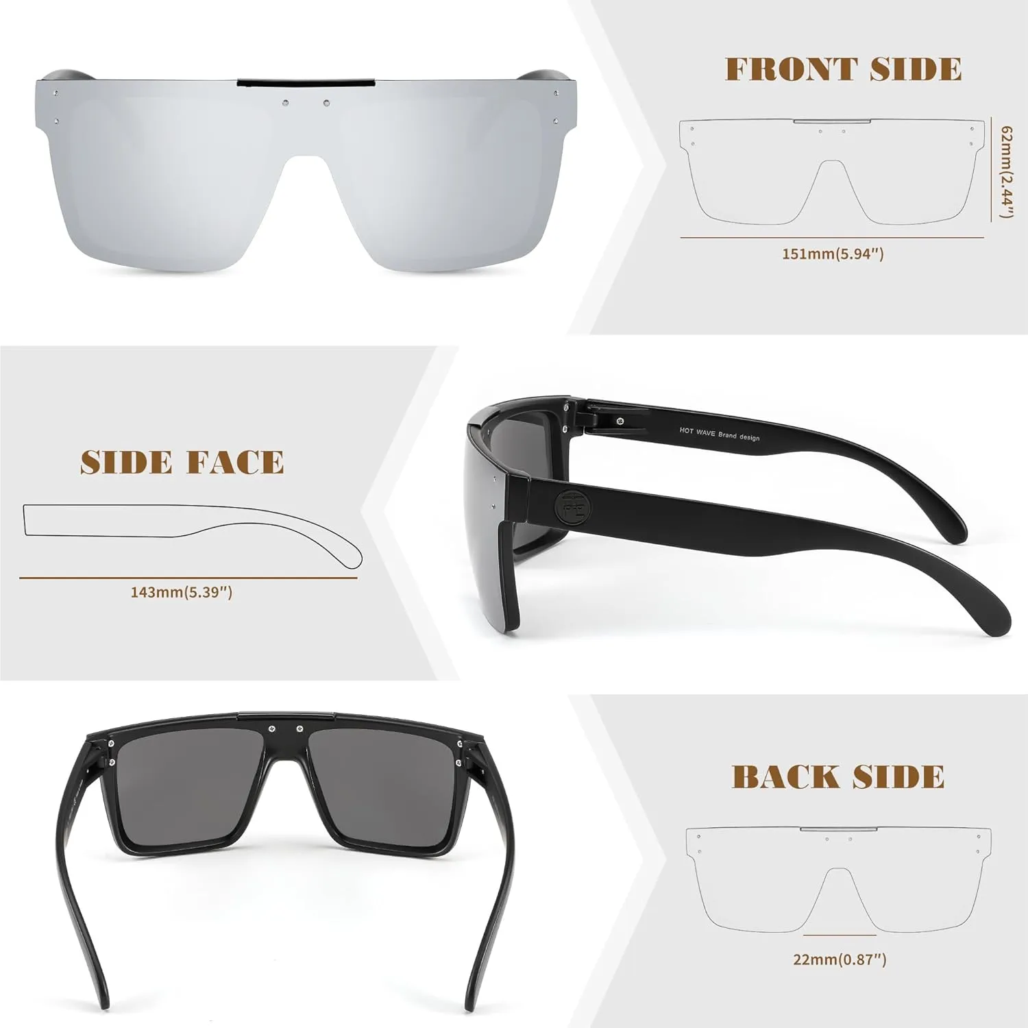 FEISEDY Men Sunglasses Polarized Oversized Square Flat Top Cycling Running Fishing Golf Hiking Sports B2990
