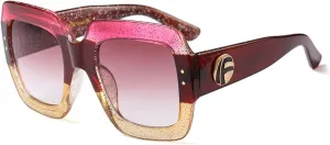 FEISEDY Retro Trendy Square Sunglasses for Women Oversized Stylish Inspired Shades Vintage Desinger Sunglasses B2276