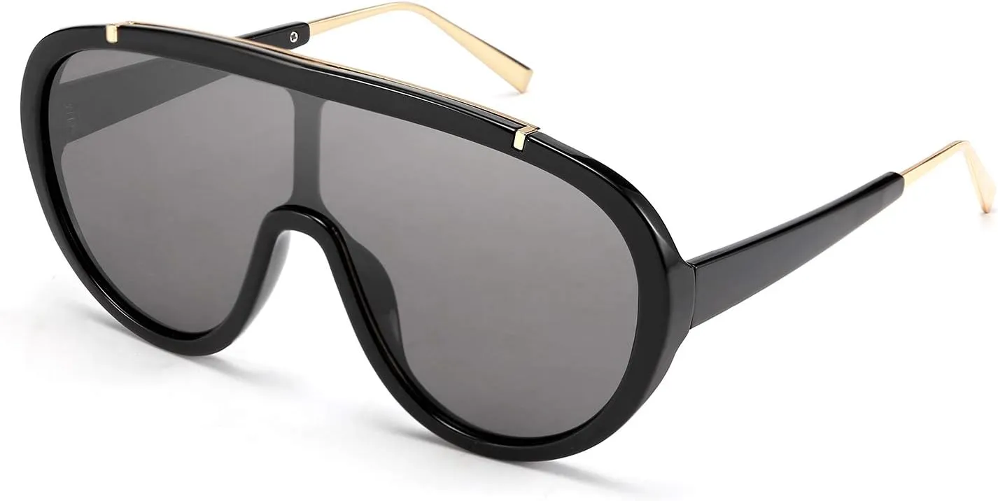 FEISEDY Sunglasses Women Oversized One Piece Frame UV400 Sun Glasses Trendy Retro Shades B2580