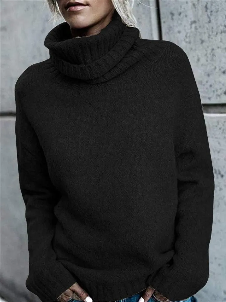 FISACE Womens Oversized Turtleneck Pullover Sweater Cable Knit Long Sleeve Sweater Tops