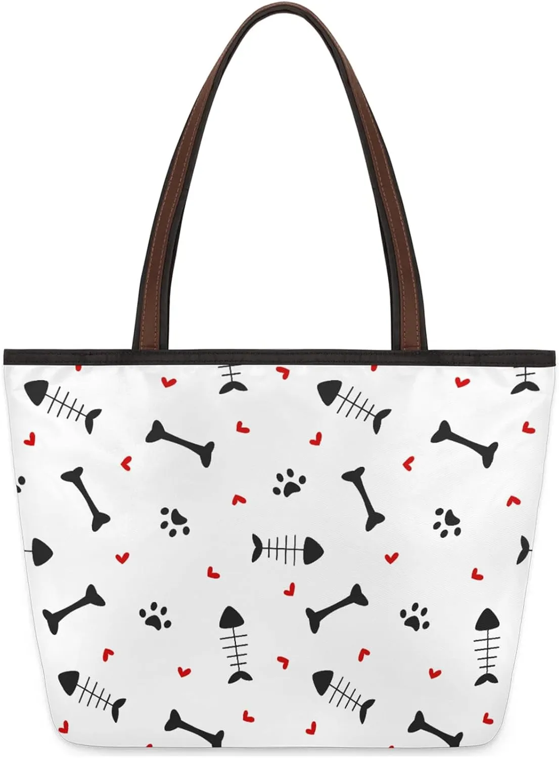 Fish Bones Claws Love Tote Bag for Women Womens Handbags Tote Bag for Work Shopping Travel Beach