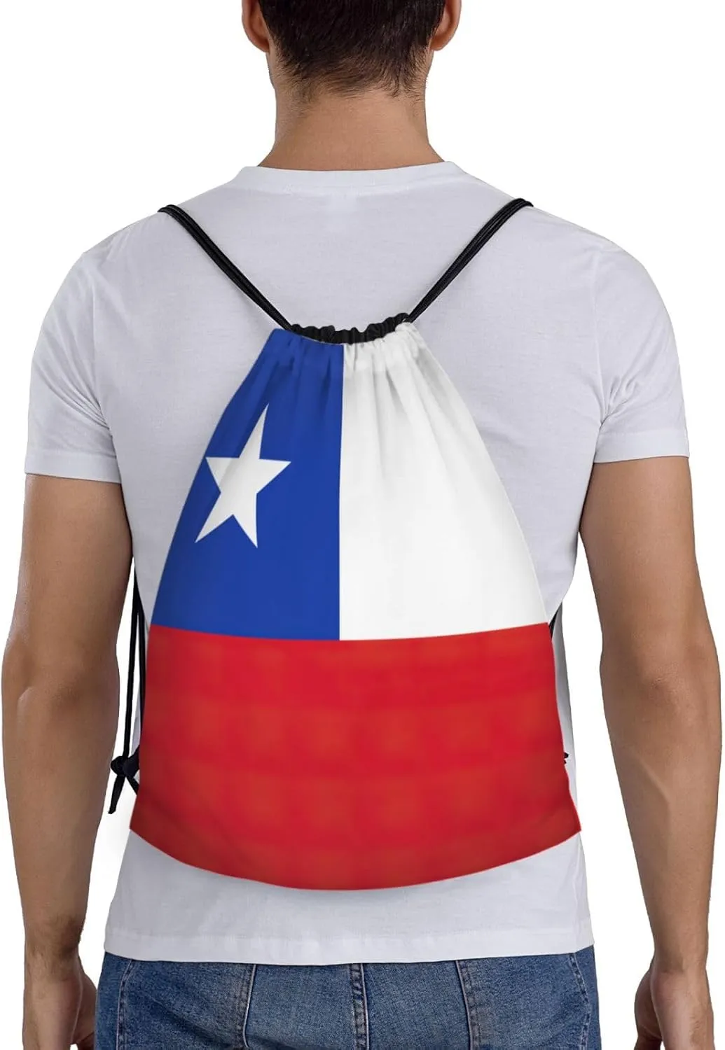 Flag Of Chile Stylish Drawstring Backpacks Cinch Bags, Gym Cinch Bag Polyester String Bag For Men Women