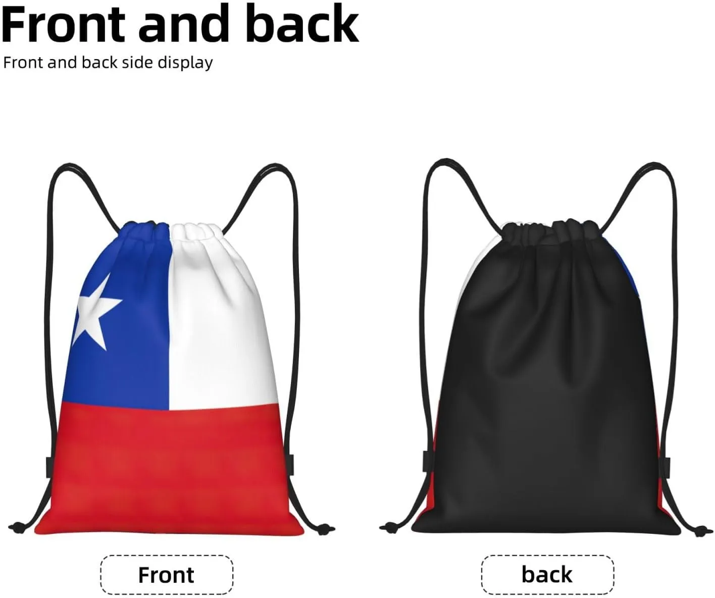 Flag Of Chile Stylish Drawstring Backpacks Cinch Bags, Gym Cinch Bag Polyester String Bag For Men Women