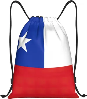 Flag Of Chile Stylish Drawstring Backpacks Cinch Bags, Gym Cinch Bag Polyester String Bag For Men Women