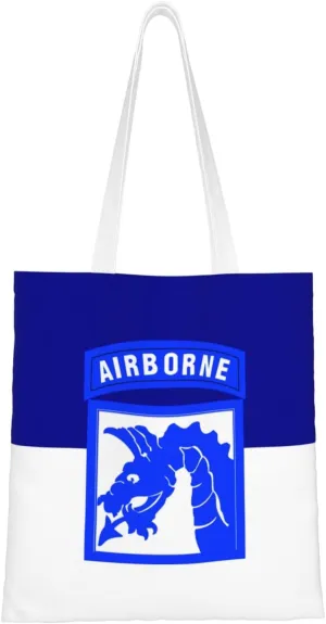 Flag of the United States Army Xviii Airborne Corps Tote Bag for Women Canvas Shopping Bags Reusable Large Capacity Casual Shoulder Handbags Grocery Bags DIY Gift Bags