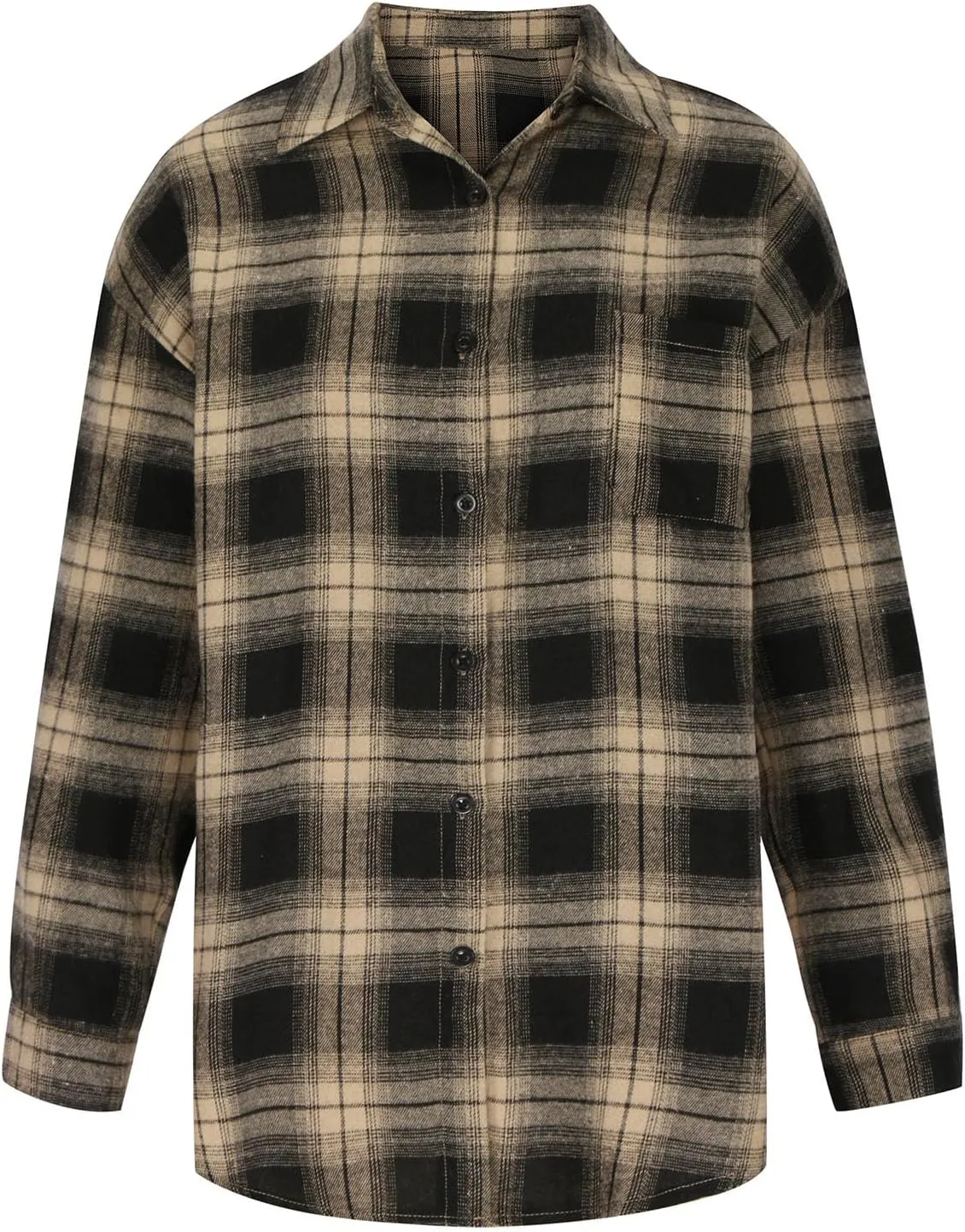Flannel Shirts For Women Casual Long Sleeve Button Down Plaid Shacket Jacket Lightweight Fall Coats Outwear