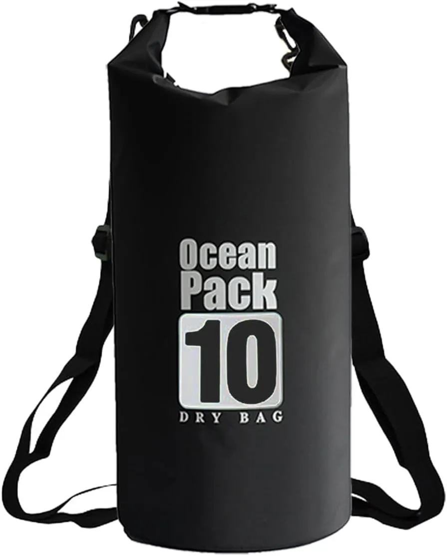 Floating Waterproof Dry Bag 5L/10L/15L/20L for women-Lightweight&Durable Dry Sack Backpack for Kayaking, Swimming, Camping, Hiking-Soft&Abrasion-Resistant with Roll-Top Closure (BLACK, 10L)