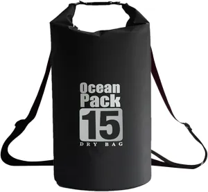 Floating Waterproof Dry Bag 5L/10L/15L/20L for women-Lightweight&Durable Dry Sack Backpack for Kayaking, Swimming, Camping, Hiking-Soft&Abrasion-Resistant with Roll-Top Closure (BLACK, 15L)