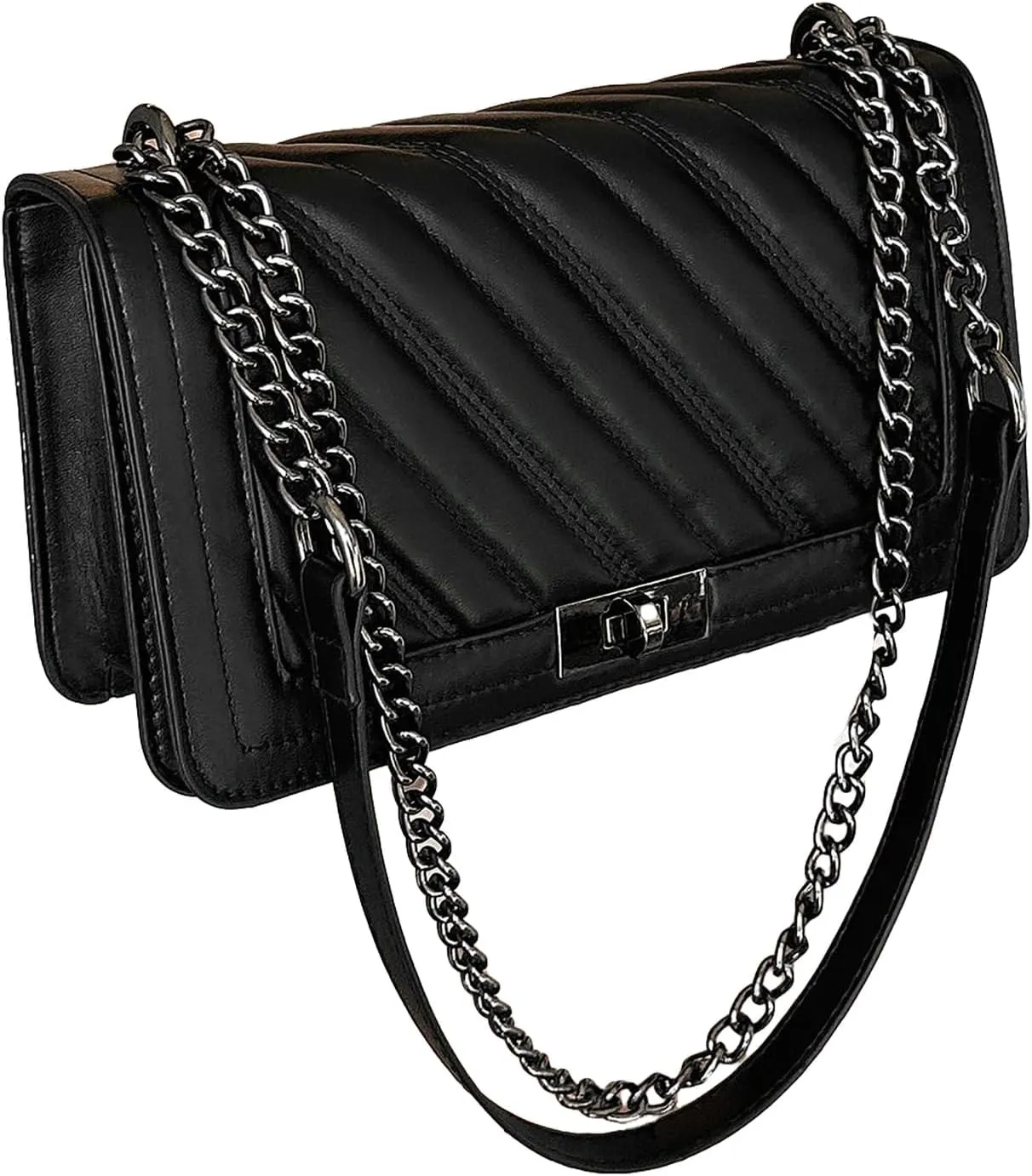 Floerns Women's Pu Leather Quilted Crossbody Bag Casual Flap Square Bag