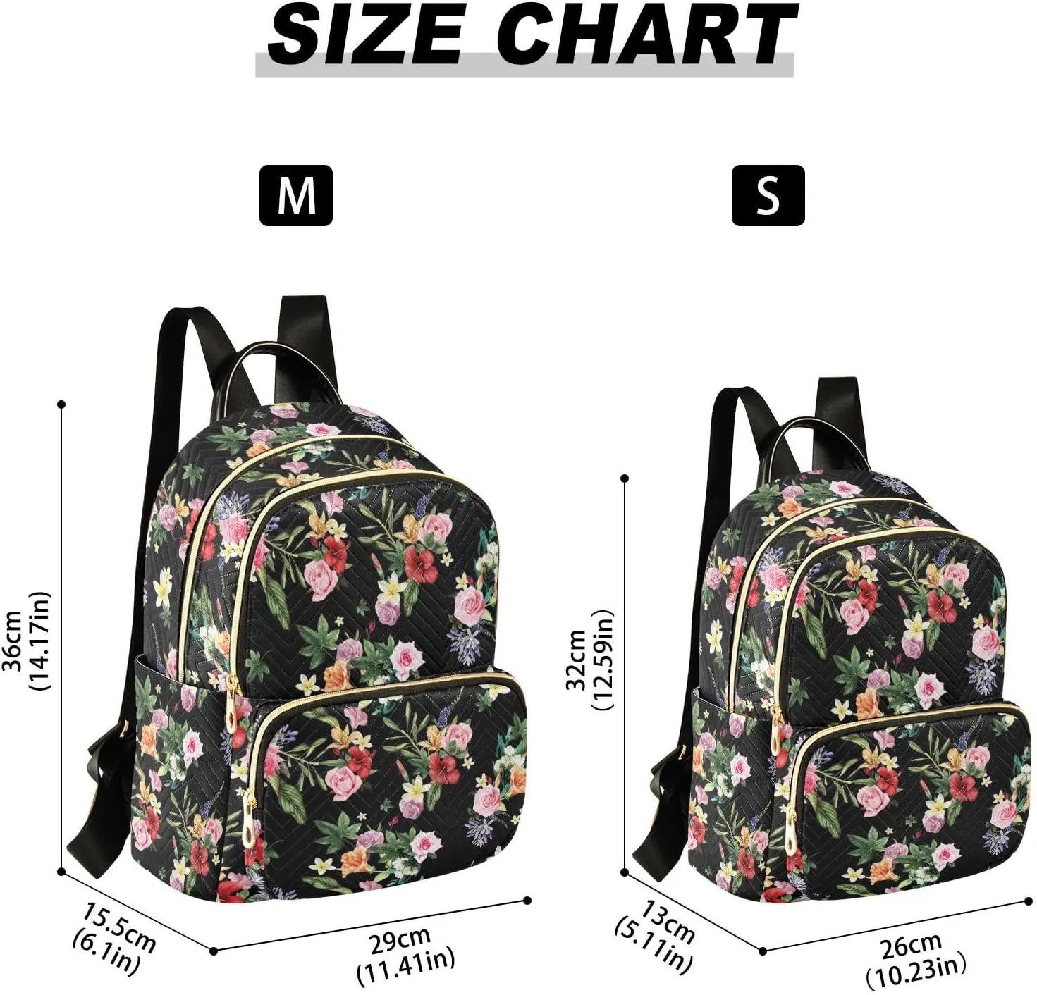 Floral Print Tropical Flowers Mini Backpack for Women, Travel Backpack Purse Daypack Shoulder Bag for Ladies