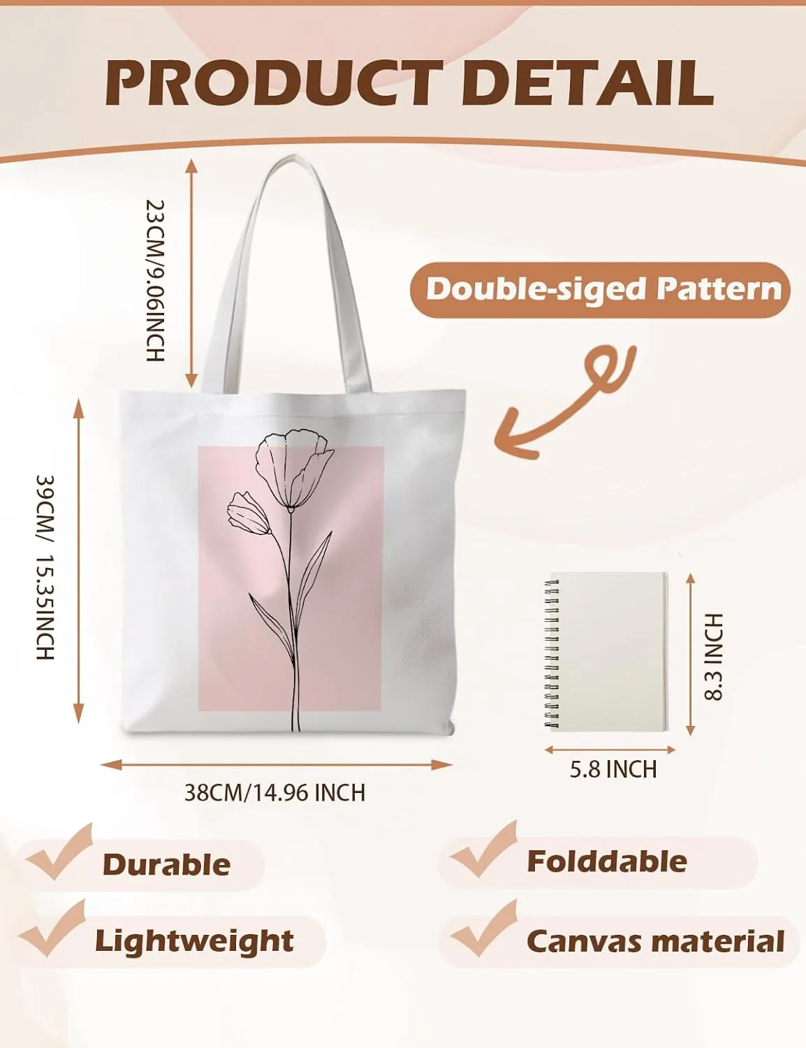 Floral Tote Bag, Floral Bag for Women, Reusable Grocery Bags Shopping Bags