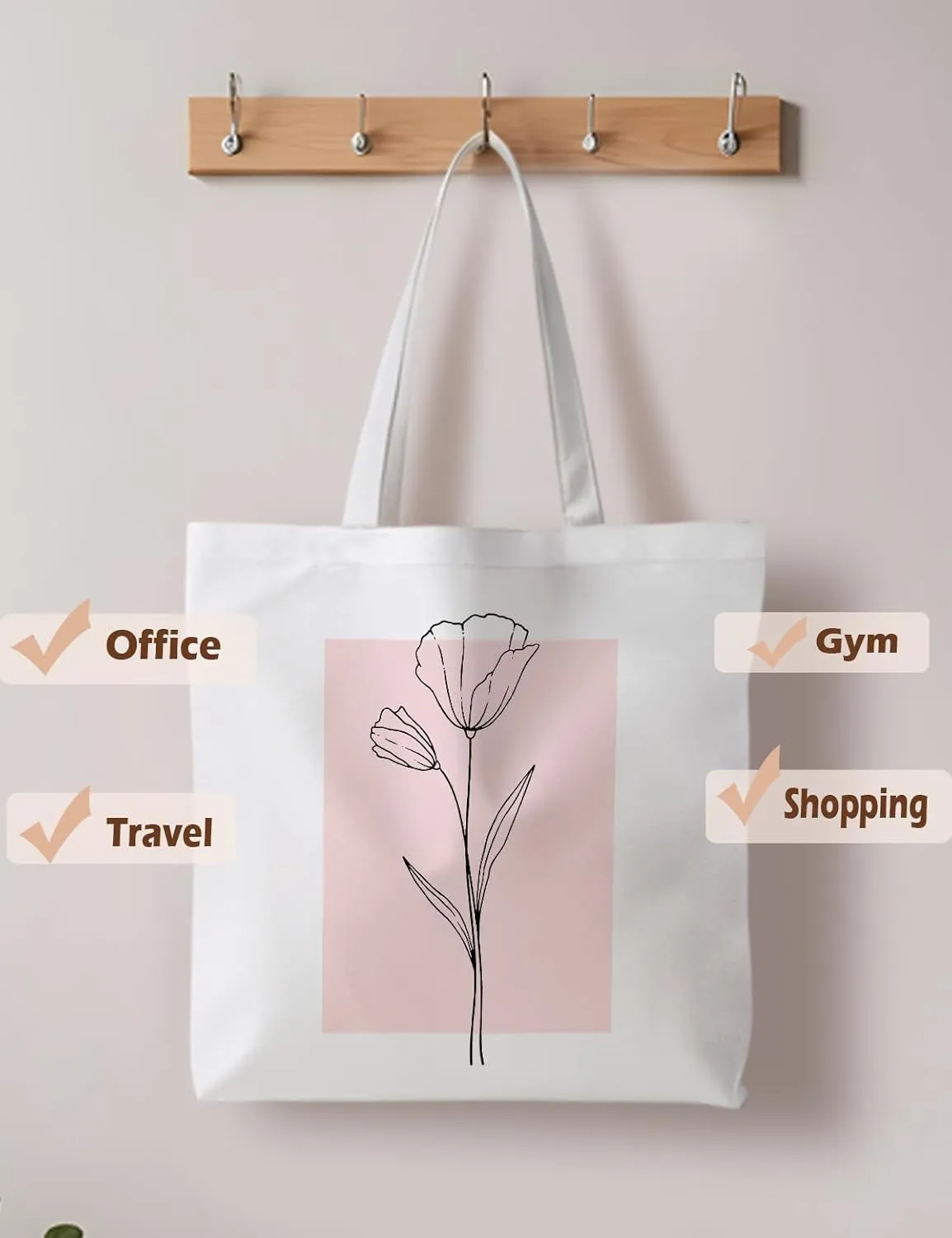 Floral Tote Bag, Floral Bag for Women, Reusable Grocery Bags Shopping Bags