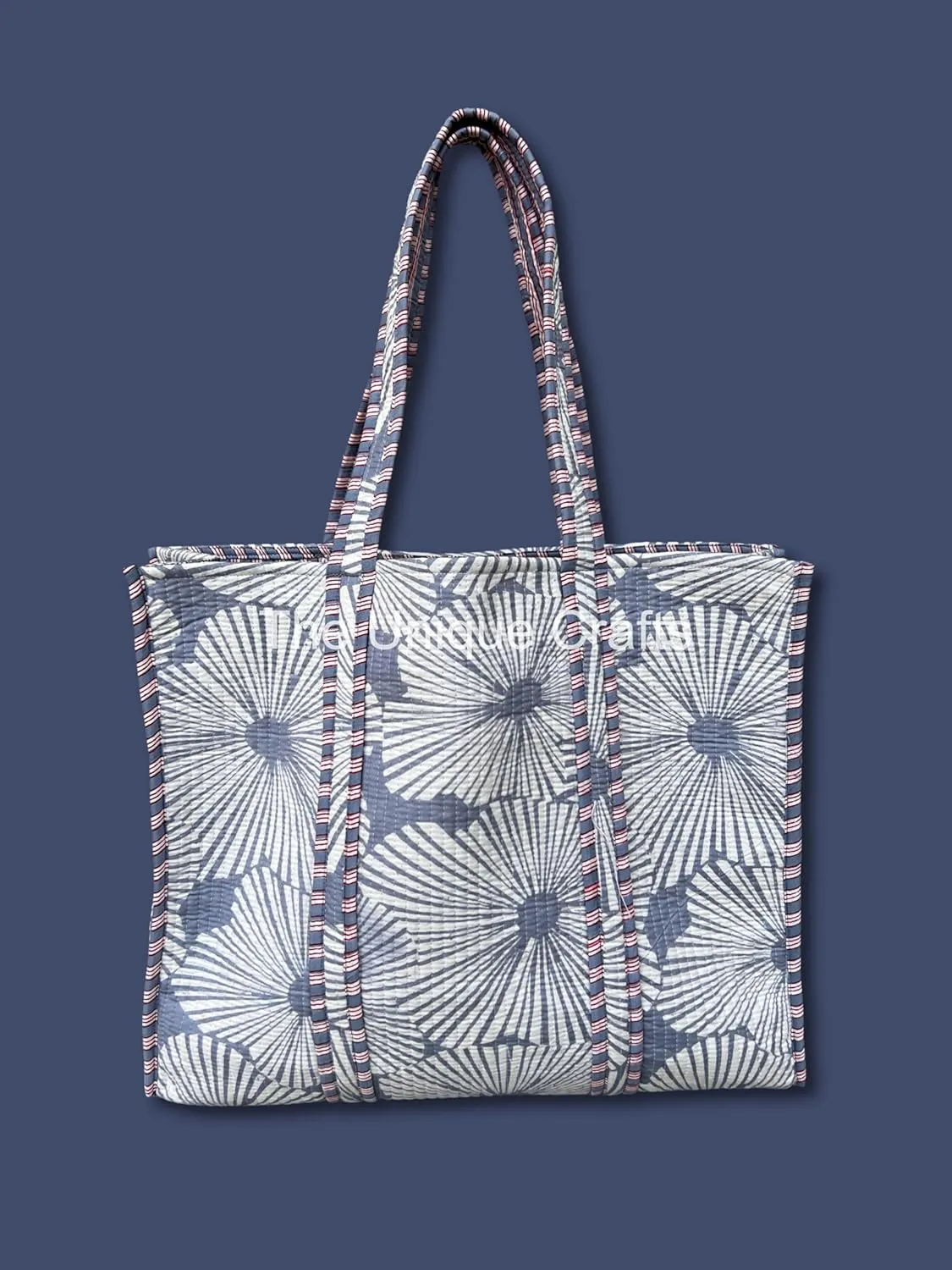 Flower Print Cotton Tote Bag Handmade Boho Bag Market Bag Women Cotton Quilted Tote Bag Traveling Bag Handle Bag